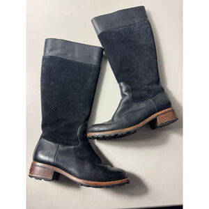 Women's UGG Leather & Suede Knee-High Boots Black/Tan Size 8.5